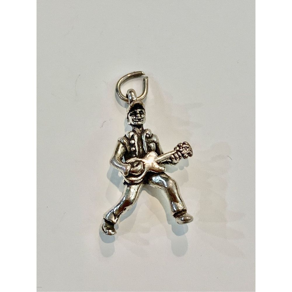 Guitar Man Sterling Silver Jewelry Charm #music #guitar